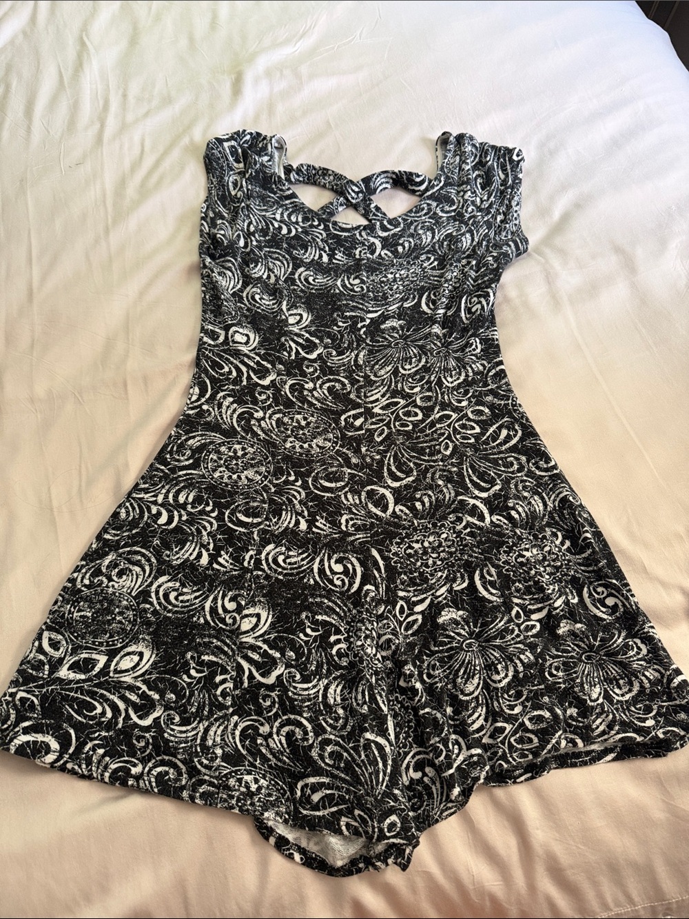 Black & White Floral Print Short Romper